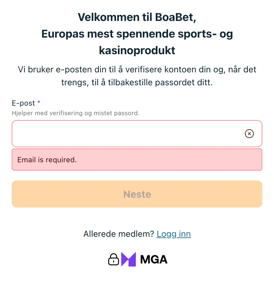 BoaBet Registrer